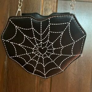 NWOT crossbody mini black heart spiderweb bag 🖤 🕸️